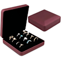 Miniatyrbillede 1 af 7: Smykke Ring Organizer Box, Lille Smykkeæske, Rejse Smykkeetui, Bærbar Ring Opbevaring Display Case, PU Læder Ringe Bakke Holder Box Red