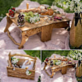 Miniatyrbillede 1 af 2: Træudendørs Foldbar Picnic Kurv Bord, Bærbar Vin Picnic Bord, 2-i-1 Picnic Bord Konvertibel Opbevaring Trækurv, Til Picnic Udendørs På T