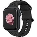 Miniatyrbilde 2 av 8: Gravert Rem for Apple Watch-reimer, iwatch-reim Kvinner, Myk Silikon Rose Blomstermønster Bånd for iWatch Series-reim Black/Orange 38/40/41mm