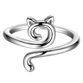Miniatyrbillede 1 af 8: Justerbar Størrelse Ring Katteører Hæklet Ring Begynder Strikning Silver