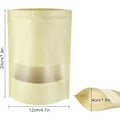 Miniatyrbilde 2 av 5: 100 stk. transparente vindus Kraft-papirposer med glidelås, gjenbrukbare stående poser for mat, te, kaffe, tørket frukt (12x20cm)
