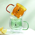 Miniatyrbillede 6 af 7: Sødt Kaffe Kopper Te Mælk Sød Bjørn Kat Panda Espresso Kopper Krus Dobbelt-Væggede Isoleret Glas Fødselsdagsgaver Transparent with handle