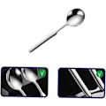 Miniatyrbillede 4 af 5: Rustfrit Stål Skeer Madlavningsskeer Dessert Skeer Lille Teske Hjemmesuppe Skeer Køkken Serveringsskeer Rør Skeer