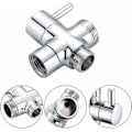 Miniatyrbilde 4 av 4: G1/2\" T-adapter med avlederventil for baderom vannstrømbryter 3-veis dusj Solid messing polert krom Cisea