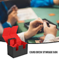 Miniatyrbillede 7 af 8: Kortspilsæske, Kortspilsæsker - PU Læder Kortspils Opbevaringskasse med Magnetisk Lukning, U-Formet Slot Solid Konstruktionen Brokasse Black Red