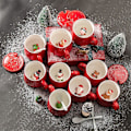 Miniatyrbillede 1 af 5: Julekrus Par Keramik Santafigurer med Låg og Ske Ny Lågdesign Feriestil Kontor Hjem Mælk Kaffe Kop Snemand Snow man
