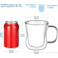 Miniatyrbillede 2 af 5: 2x350ml Dobbeltvæggede Kaffeglas Krus Cappuccino Latte Macchiato Glas Kopper med Hanke Modstandsdygtige Glas Kopper til Kaffe Te