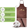 Miniatyrbilde 7 av 7: Enkel Unisex Kokk Arbeids DIY Forkle med Dobbel Lommer Brown