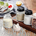 Miniatyrbild 3 av 5: 4 st Dubbla Lock Kryddströare Glasflaskor Kryddströare Sikt Barbecue Kryddburkar Salt And-Yvan Apricot