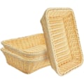 Miniatyrbild 1 av 4: Vävda korgar, set om 3 polykorgar för brödförvaring i polykorgar för mat, frukt, grönsaker, servering, restaurang, hemmakök Cream