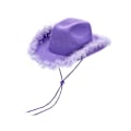 Miniatyrbillede 2 af 7: Cowboyhatte til Kvinder Plysset Fjederkant Cowgirl Hat til Polterabend, Kostumefest, Leg Klæd Dig Ud Purple