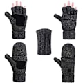 Miniatyrbild 5 av 5: Vinterstickade Fingervantar Konvertibla Vantar Klaffskydd För Män Kvinnor Termisk Isolering Varma Dark gray