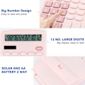 Miniatyrbilde 6 av 8: Skrivebords kalkulator, kompakt 12-sifret solcelle-batteri kontor elektronisk kalkulator med LCD-skjerm, dobbel strøm skrivebords vitenskapelige kalkulatorer Pink