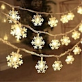 Miniatyrbillede 1 af 4: Juletræ Snefnug LED Lys Kæde Banner Juledekoration 2023 til Hjemmet Navidad Juletræs Dekorationslys Nytår 2024 Snowflake 1.5M 10LED