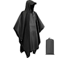 Miniatyrbild 1 av 5: Regnkappa 3 i 1 Regnponcho Multifunktionell Regnrock Poncho Regnponcho Vuxen Vattentät Återanvändbar Black