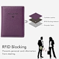 Miniatyrbillede 4 af 6: Læder Rejse Tegnebog Pas Holder Cover Blokering, Læder Kort Etui, Rejse Dokument Organizer Case Purple