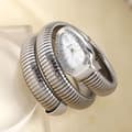 Slangformad klocka, dammode armbandsklocka, kreativ kvartsklocka silver, white dial