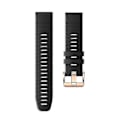 Miniatyrbillede 3 af 3: Urremme til Garmin Fenix 7s / 6s Pro / 5s Plus / Instinct 2s, vandrette stribede silikone 20mm rem med rosaguld spænde Black