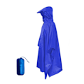 Pikkukuva 1 / 5: Aikuisten unisex-sadeponcho säilytyspussilla, taskumuotoilu, säädettävä kiristysnyörillinen huppu, kevyt vedenpitävä sadetakki Blue