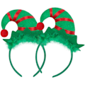 Miniatyrbild 1 av 7: 2 st jultomtehatt pannband spetsig hatt hårbåge med fjäder rosett söt julhatt hårband jul utklädningsfest hatt huvudbonad Green