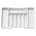 Miniatyrbillede 1 af 5: Bestikboks Udvidbar Skuffeorganizer Justerbar Bredde Kompakt Design Nem Adgang Rum White