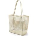 Mesh Strandtasker til Kvinder, Store Strandtasker Egnet til Strand Svømmebassiner Rejse Strand Essentials BEIGE