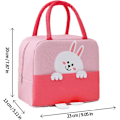 Miniatyrbilde 2 av 5: 5 stk Lunsjpose, Søt Tegneserie Isolerende Lunsjboks, Gjenbrukbar Lunsj Kjølepose, Vanntett Lunsjpose, Foldbar Lunsjpose Rabbit Pink