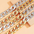 Miniatyrbillede 4 af 4: Punk Cuban Link Kæde Choker Halskæde Guld Letvægts Chunky Oval Kædeled Halskæde Statement Hip Hop Smykker igX LTE mixed color