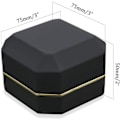 Miniatyrbillede 2 af 5: Luksus Ringæske, Firkantet Fløjls Ringæske Smykke Gaveæske med LED-lys til Frieri, Forlovelse, Bryllup, Sort