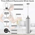 Miniatyrbilde 2 av 5: Elektrisk melkeskummer, USB-oppladbar, og mini visp med dobbel vispehode, rustfritt stål