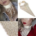Miniatyrbilde 6 av 6: Rhinestone Statement Halskjede for Kvinner Tassel Bib Choker Krage Chunky Kostymesmykker A
