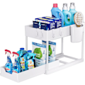 Miniatyrbild 1 av 5: 1-pack kök under diskho förvaring, 2-nivå under diskho hylla med utdragbar låda, mångsidig badrum under diskho förvaring för Cou Vit Vit 1