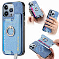 Pikkukuva 1 / 5: B5 iPhone 16 Pro Max -kotelo 2-in-1 Magneettinen irrotettava korttipidike Nahka + TPU Puhelimen suojus - Sininen Blue