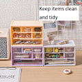 Miniatyrbilde 7 av 7: Kommode med små skuffer for skrivebord, plast oppbevaringsboks, mini oppbevaringsenhet, gjennomsiktig oppbevaringstårn med 6 skuffer for oppbevaring av deler Pink