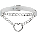 Miniatyrbild 1 av 4: Punk Goth PU Läder Choker Halsband med Hjärthänge Berlocker Choker för Kvinnor Män E