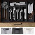 Miniatyrbillede 2 af 5: Bestikboks Udvidbar Skuffeorganizer Justerbar Bredde Kompakt Design Nem Adgang Rum Black