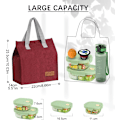 Miniatyrbilde 3 av 7: Lunsjposer for Kvinner Menn, Bærbar Isolerende Lunsjpose Vannresistent Lekkasjesikker Lunsjboks Tote Bag for Barn Jenter Gutter Voksne Red