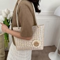 Miniatyrbillede 5 af 5: Kvinders Stroflettet Skuldertaske Sommer Strandtaske Stor Kapacitet Håndtaske Tote Bag