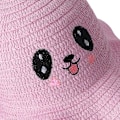 Miniatyrbild 4 av 5: Barn Straw Solhatt Flickor Andningsbar Bredbrättad Sommar Bucket Hat med Hoppande Kaninöron Solskydd Strandhatt Pink