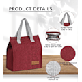 Miniatyrbilde 4 av 7: Lunsjposer for Kvinner Menn, Bærbar Isolerende Lunsjpose Vannresistent Lekkasjesikker Lunsjboks Tote Bag for Barn Jenter Gutter Voksne Red
