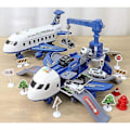 Miniatyrbild 2 av 5: Leksaksbilset med transportflygplan, stort tema-flygplan, 4 byggbilar, 11 vägskyltar, pedagogiskt leksaksbilset för små pojkar och flickor Blue