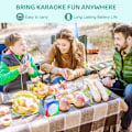 Miniatyrbild 7 av 8: Karaokemaskin för barn med 2 mikrofoner, bärbar Bluetooth-högtalare med färgglada LED-lampor, röstförändring, minikaraokemaskin för födelsedagspresenter Blue