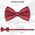 Miniatyrbild 2 av 6: Herr Bow Tie, Klassisk enfärgad förknuten Bow Tie för män, Satin Tux Bowtie, Justerbar formell nackband för fester, bröllop Maroon Red