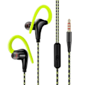 Pikkukuva 1 / 5: 3,5 mm urheilukorvakoukkuiset kuulokkeet Juoksukuulokkeet Hi-Fi Stereo Bass-kuulokkeet mikrofonilla (vihreä) Vihreä