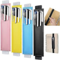 Miniatyrbillede 1 af 3: Justerbar Elastisk Bånd Pen Holder Pu Læder Pen Ærme Pose Elastisk Notesbog Pen Holder (pen Ikke Inkluderet, 1stk, sort)