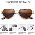 Miniatyrbilde 4 av 5: SDIGV Polariserte Hjerte Solbriller for Kvinner Mote Nydelig Stil Metallramme UV400 Beskyttelse Linse Tortoise Brown