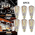 Miniatyrbillede 2 af 5: 6 stk. Vintage Retro St64 E27 Edison Pærer 40w Filament Pære Varm Hvid