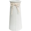 Miniatyrbillede 1 af 5: 1 stk. Hvid Keramisk Ribbet Vase til Minimalistisk Moderne Hjemindretning, Dekorativ Blomster Vase til Kontor Soveværelse White Height 9.6inch - 24.5cm