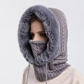 Miniatyrbillede 1 af 5: 2 i 1 Hue til Kvinder Vinter Varmt Hue Halsklæde Vinter Bold Hat Gray