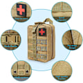 Miniatyrbild 7 av 8: Taktisk första hjälpen-väska, akut överlevnadsväska för första hjälpen, första hjälpen-väska lämplig för utomhusvandring, camping, klättring, resor Khaki